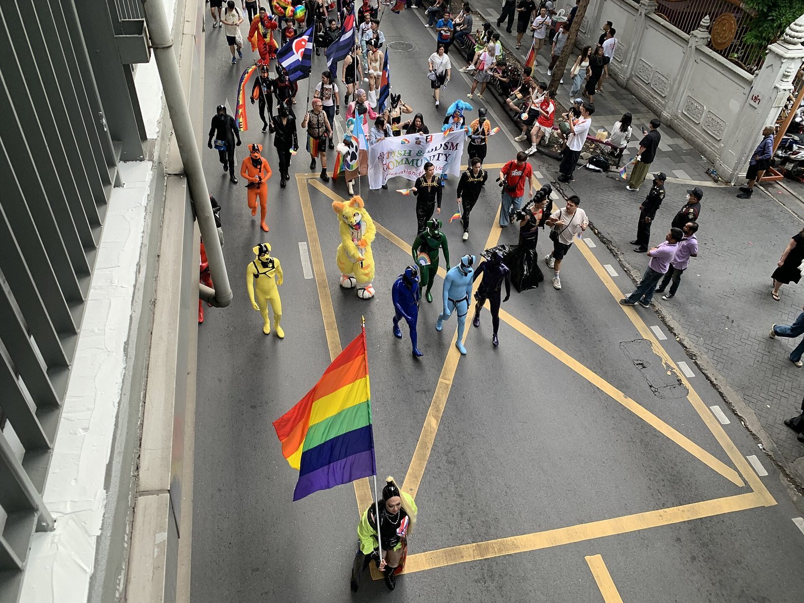 Bangkok Pride parade 2024 seen from above (photo: Chainwit., CC BY 4.0, Wikimedia Commons)