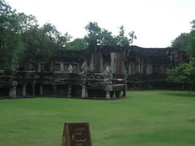 Stone galleries and lawn at Phimai Historical Park