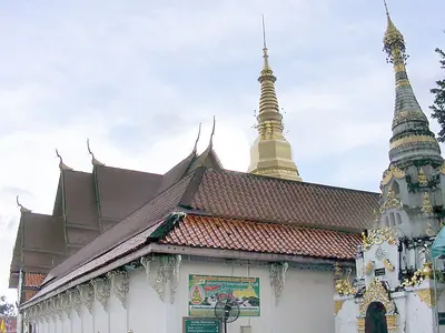 The wihan and chedi of Wat Phra That Cho Hae in Phrae Province