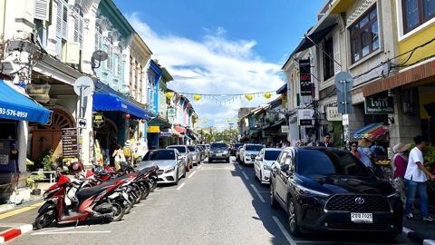 Thalang Road in de oude binnenstad van Phuket