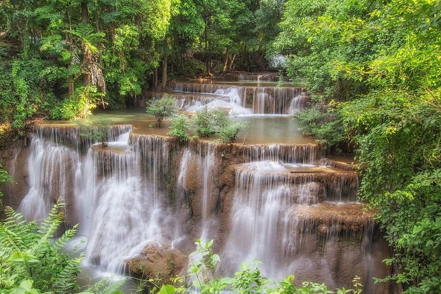Huai Mae Khamin waterval, Kanchanaburi, Thailand
