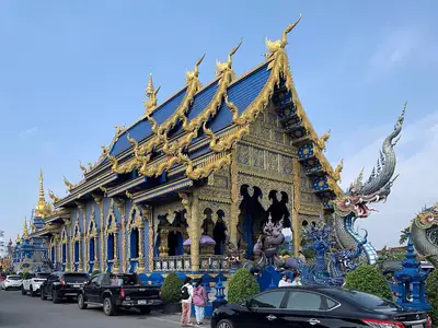 Front of the Blue Temple with naga stairway, Wat Rong Suea Ten