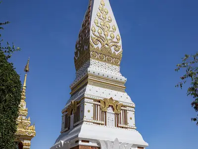 The tall stupa in close-up, Wat Phra That Phanom