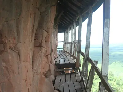 Wooden walkway along the cliff, Wat Phu Tok