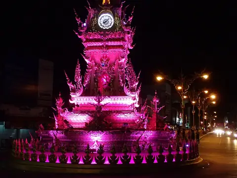Purple Clock tower in Chiang Rai, Thailand