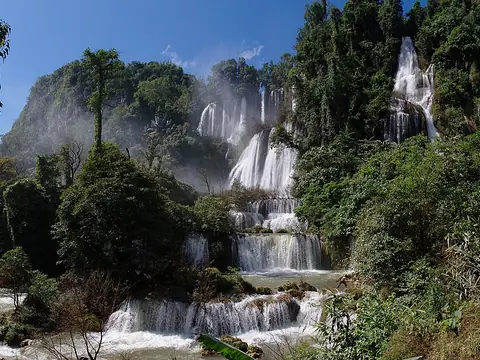 Thi Lo Su waterfalls, Umphang district, Thailand. Wide angle shot taken from the observation deck near the bottom.