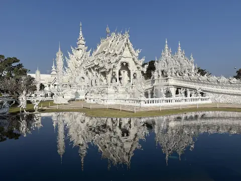 White Temple reflected in its pond, Wat Rong Khun