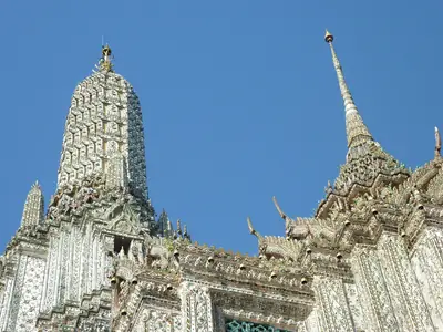 Porcelain-covered prang in close-up, Wat Arun