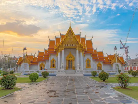 Marble ordination hall in evening light, Wat Benchamabophit