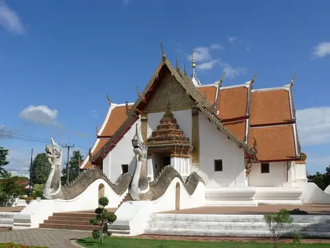 Cruciform temple hall with naga balustrades, Wat Phumin (Nan)