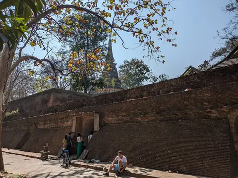 Old brick walls in the forest, Wat Umong